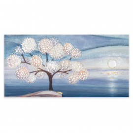  Cartapietra - Posto Tranquillo - Quadro piccolo con bassorilievo dipinto a mano con retro in legno massello - Colore: Blu - SKU: QL1005013GD 