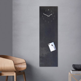  Design Object - Industrial - Lavagna magnetica in metallo con orologio in verticale dal design moderno - Colore: Grigio Scuro - SKU: IT620FN 
