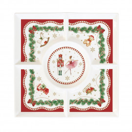  Easy Life - Magie de Noel - Set aperitivo in porcellana a scomparti con decori natalizi - Colore: Multicolore - SKU: R2095#MNOE 