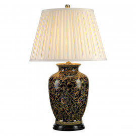  Elstead Lighting - Morris - Lampada da tavolo grande in porcellana con paralume in tessuto crema - Colore: Nero/Oro - 1 Lampadina E27 60W - IP20 - SKU: MORRIS-TL-LARGE 