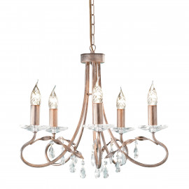  Elstead Lighting - Christina - Lampadario a 5 luci in acciaio con pendenti in cristallo dal design classico - Colore: Oro/Argento - 5 Lampadine E14 60W - IP20 - SKU: CRT5-SILVER-GOLD 