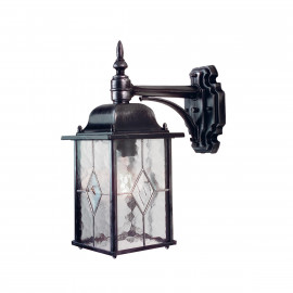  Elstead Lighting - Wexford - Lanterna da parete da esterno con paralume in vetro e struttura in metallo - Colore: Nero/Argento - 1 Lampadina E27 100W - IP44 - SKU: WX2 
