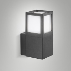  Fabas Luce - Smuk - Applique da parete da esterno squadrata con portalampada E27 - Colore: Grigio Scuro - 1 Lampadina E27 20W - IP54 - SKU: 6537-21-294 