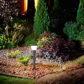  Fabas Luce - Lena - Lampione da giardino dal design moderno in alluminio - Colore: Grigio Scuro - 1 Lampadina E27 15W - IP65 - SKU: 6567-10-294 