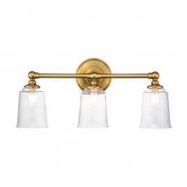  Feiss - Huguenot Lake - Lampada da parete in acciaio con 3 diffusori in vetro luce a LED G9 - Colore: Ottone - 3 Lampadine G9 3W - IP44 - SKU: FE-HUGOLAKE3BATH-BB 