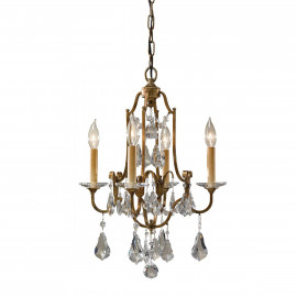  Feiss - Valentina - Lampadario classico con struttura in acciaio e 4 diffusori e dettagli in vetro - Colore: Bronzo - 4 Lampadine E14 60W - IP20 - SKU: FE-VALENTINA4 