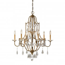  Feiss - Valentina - Lampadario classico con struttura in acciaio e 6 diffusori e dettagli in vetro - Colore: Bronzo - 6 Lampadine E14 60W - IP20 - SKU: FE-VALENTINA6 