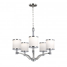  Feiss - Prospect - Lampadario moderno in acciaio con diffusori in vetro a 5 luci - Colore: Cromato - 5 Lampadine E27 60W - IP20 - SKU: FE-PROSPECT-PARK5 