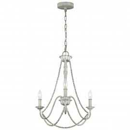  Feiss - Maryville - Lampadario piccolo classico in acciaio e strass in legno con 3 luci - Colore: Grigio Chiaro - 3 Lampadine E14 60W - IP20 - SKU: FE-MARYVILLE3 