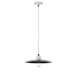  FerroLuce - B&W - Lampada a sospensione media industrial in metallo e paralume in ceramica - 1 Lampadina E27 77W - IP20 - SKU: C1611 