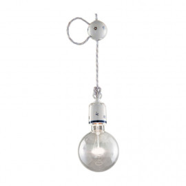  FerroLuce - Monopoli - Lampada a sospensione rustica in ceramica decorata a mano regolabile in altezza - 1 Lampadina E27 75W - IP20 - SKU: C660-BI-44.DEC.FFB 