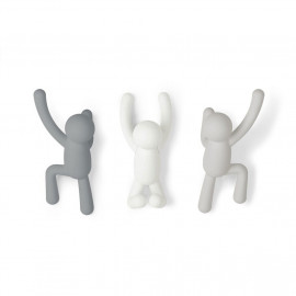  Umbra - Buddy - Ganci da parete Moderni in plastica Set 3pz - Colore: Bianco/Grigio - SKU: 318165-023 