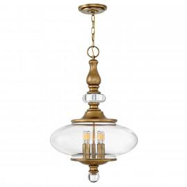  Hinkley - Wexley - Lampadario grande rustica in acciaio con diffusore in vetro a 5 luci - Colore: Ottone - 5 Lampadine E14 60W - IP20 - SKU: HK-WEXLEY-5P-HB 