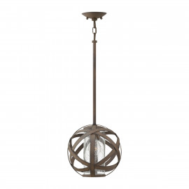  Hinkley - Carlson - Lampada a sospensione rustica in acciaio da esterno diffusore in vetro a 1 luce - Colore: Ruggine - 1 Lampadina E27 40W - IP44 - SKU: HK-CARSON-P 