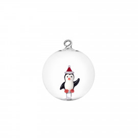  Ichendorf - Christmas Tales - Pallina di natale in vetro con pinguino con cappello - Colore: Trasparente - SKU: 0935209524 