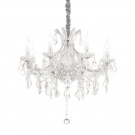  Ideal lux - Napoleon - Lampadario piccolo in metallo elementi decorativi in vetro soffiato e cristallo - 8 Lampadine E14 40W - IP20 - SKU: 1672P 