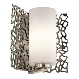  Kichler - Silver Coral - Applique da parete con diffusore in vetro a 1 luce dal design moderno - Colore: Satinato - 1 Lampadina E27 100W - IP20 - SKU: KL-SILVER-CORAL1 
