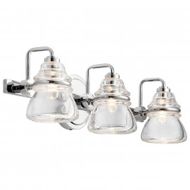  Kichler - Talland - Lampada da parete in acciaio lucido moderna a 3 luci a LED G9 diffusori in vetro - Colore: Cromato - 3 Lampadine G9 3W - IP44 - SKU: KL-TALLAND3-PC-BATH 
