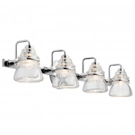 Kichler - Talland - Lampada da parete in acciaio lucido moderna a 4 luci a LED G9 diffusori in vetro - Colore: Cromato - 4 Lampadine G9 3W - IP44 - SKU: KL-TALLAND4-PC-BATH 