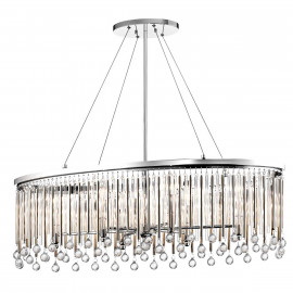  Kichler - Piper - Lampadario ovale a 6 luci dalle linee moderne in acciaio e pendenti in cristallo - Colore: Cromato - 6 Lampadine E14 60W - IP20 - SKU: KL-PIPER-ISLE-PC 