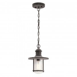  Kichler - Riverwood - Lanterna a catena da esterno in alluminio e diffusore in vetro design industrial - Colore: Ruggine - 1 Lampadina E27 100W - IP44 - SKU: KL-RIVERWOOD8-M 