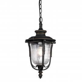  Kichler - Luverne - Lanterna a catena per esterni rustica in acciaio con diffusore in vetro - Colore: Bronzo - 1 Lampadina E27 150W - IP44 - SKU: KL-LUVERNE8-M 