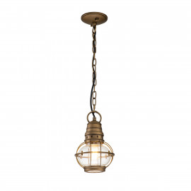  Kichler - Bridgepoint - Lanterna piccola da esterni con catena a 1 luce dal design industrial - Colore: Ottone - 1 Lampadina E27 60W - IP44 - SKU: KL-BRIDGEPOINT8S-NBR 