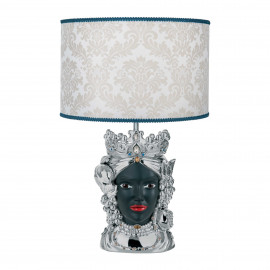 Bongelli Preziosi - Lampada da tavolo in stile moderno con testa di moro femminile - Colore: Argento - 1 Lampadina E27 60W - SKU: ME1892 
