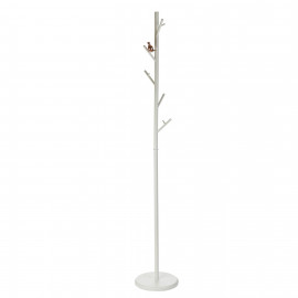  L'Oca Nera - Modern Country - Appendiabiti da terra in metallo a forma di rami con uccellino - Colore: Bianco - SKU: 1J192 