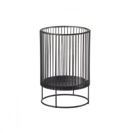  L'Oca Nera - Urban - Portacandela basso in metallo nero con struttura cilindrica a stecche verticali - Colore: Nero - SKU: 1S129 