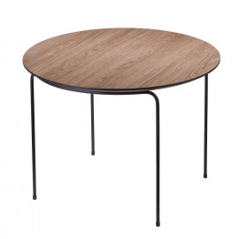  L'Oca Nera - Contemporaneo - Tavolino rotondo da salotto con gambe in metallo e piano in legno - Colore: Noce - SKU: 1J201 