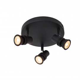 Lucide - Kianti - Faretto da soffitto in metallo con triplo diffusore orientabile - Colore: Nero - 3 Lampadine GU10 50W - IP20 - SKU: 53901/13/30 