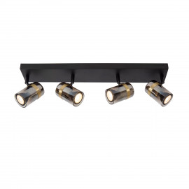  Lucide - Upton - Faretto da soffitto in metallo e quattro diffusori orientabili in vetro - Colore: Grigio Fumè - 4 Lampadine GU10 40W - SKU: 57900/04/65 