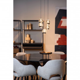  Lucide - Sentubal - Lampada a sospensione con 5 diffusori in vetro a LED dimmerabile design moderno - Colore: Nero - 5 Lampadine Led Integrato 5W - Lumen 210 - Gradi Kelvin 2700k Luce Calda - IP20 - SKU: 13498/24/30 