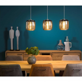  Lucide - Eryn - Lampada a sospensione lineare in metallo con 3 diffusore in vetro arrotondato - Colore: Cromato - 3 Lampadine E27 60W - 20 - SKU: 70483/03/11 