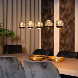  Lucide - Sentubal - Lampada a sospensione moderna con 5 diffusori LED dimmerabili lineari in vetro - Colore: Nero - 5 Lampadine Led Integrato 5W - Lumen 230 - Gradi Kelvin 2700k Luce Calda - IP20 - SKU: 13498/25/30 