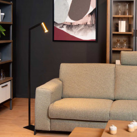  Lucide - Sybil - Piantana con base e struttura moderna in acciaio e diffusore orientabile - Colore: Nero/Oro - 1 Lampadina GU10 35W - 20 - SKU: 45799/01/30 