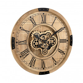  Mascagni - Orologio da parete in legno con ingranaggi a vista e numeri romani - Colore: Legno - SKU: 20VN136 