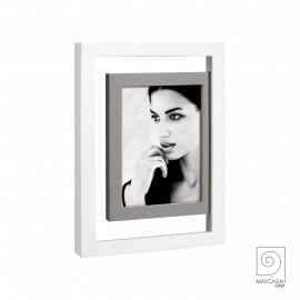  Mascagni - Portafoto da tavolo moderno con cornice in legno - Colore: Bianco - Foto 13x18 - SKU: 2IEA970 