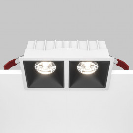  Maytoni - Alfa - Faretto da incasso rettangolare con doppio diffusore a led - Colore: Bianco/Nero - 2 Lampadine Led Integrato 30W - Lumen 2350 - Gradi Kelvin 4000k Luce Naturale - IP20 - SKU: DL043-02-15W4K-SQ-WB 