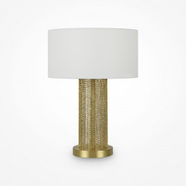  Maytoni - Impressive - Lampada da tavolo moderna con struttura in metallo e paralume in tessuto - Colore: Oro/Bianco - 1 Lampadina E27 40W - IP 20 - SKU: MOD151TL-01G 