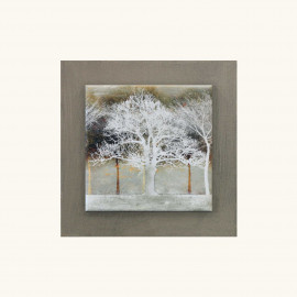  Artitalia - Quadretto moderno paesaggio in legno in rilievo con dettagli in argento 35x35 - Colore: Marrone - SKU: PCM220 