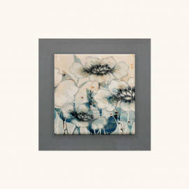  Artitalia - Quadretto in rilievo moderno in legno a tema floreale dettagli in argento 35x35 - Colore: Ardesia - SKU: PCM229 