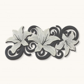 Artitalia - Quadro in legno decori materici fiori in rilievo dettagli foglia argento 155x65 - Colore: Ardesia - SKU: PS602 