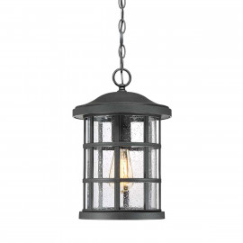  Quoizel - Crusade - Lampada a sospensione da esterno con struttura in resina e diffusore in vetro - Colore: Nero - 1 Lampadina E27 60W - IP44 - SKU: QZ-CRUSADE8-BLK 