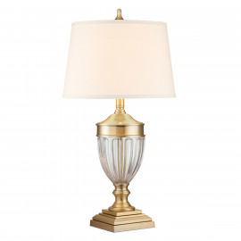  Quoizel - Dennison - Lampada da tavolo classica struttura in vetro e acciaio e paralume in tessuto - 1 Lampadina E27 100W - IP20 - SKU: QZ-DENNISON 
