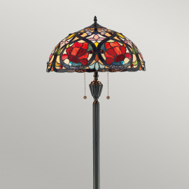 Quoizel - Larissa - Lampada da terra classica in metallo con diffusore in vetro tiffany a 2 luci - Colore: Bronzo - 2 Lampadine E27 100W - IP20 - SKU: QZ-LARISSA-FL 