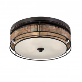 Quoizel - Laguna - Plafoniera grande con struttura in metallo rotonda diffusore in vetro a 3 luci - Colore: Rame - 3 Lampadine E27 40W - IP20 - SKU: QZ-LAGUNA-F-L 