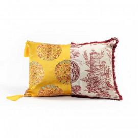  Seletti - Hybrid - Cuscino in poliestere e cotone imbottito dal design moderno "Ottavia" 50x35 - Colore: Rosso/Giallo - SKU: 09101_1 