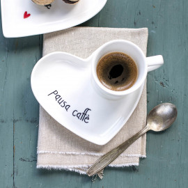  Simple Day - Pausa Caffè - Set 2 piattini da caffè in ceramica - Colore: Bianco - SKU: 10010788 